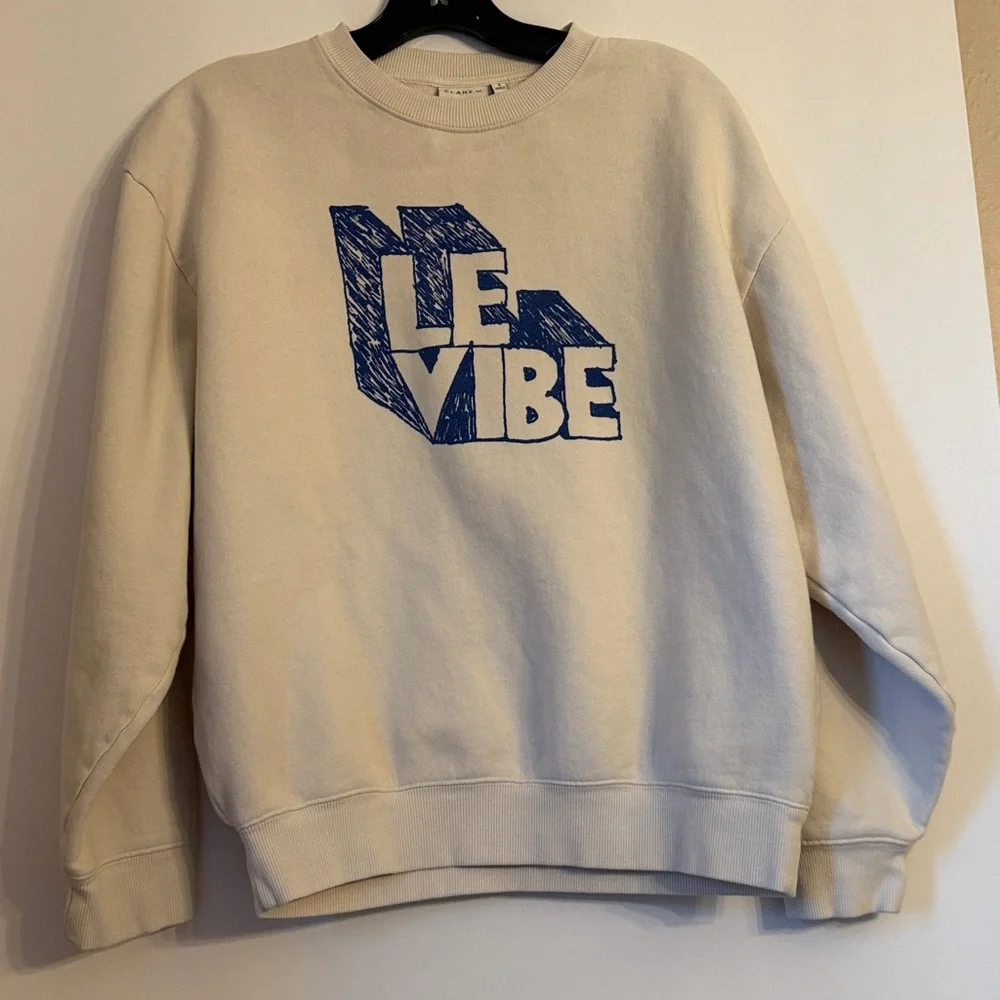 Clare V White and Blue Crewneck Sweater Small - Picture 3 of 10